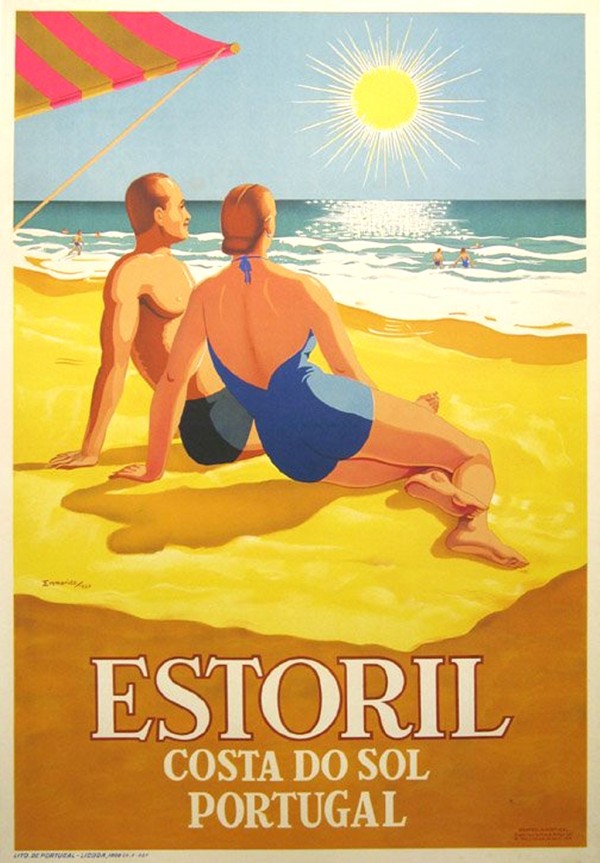 Portugal beach travel poster  Print